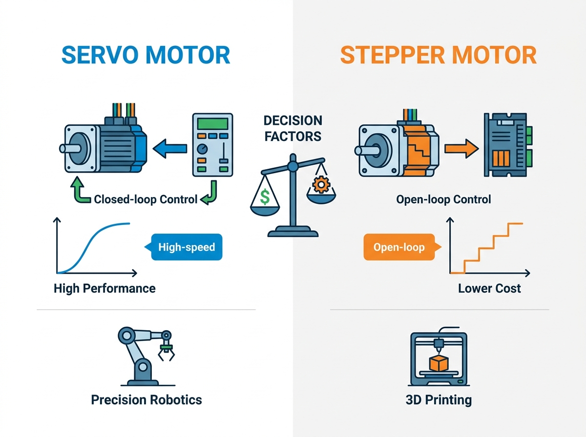 Comparaci&oacute;n de servomotor y motor paso a paso